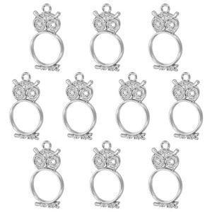Unique Bargains DIY Crafts Earrings Necklace Bracelet Making Alloy Open Back Owl Bezel Pendants 10 Pcs - 1 of 4