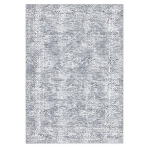 Modern Washable Geometric Rug – Ultra-Soft Distressed Accent Carpet with Non-Slip Backing - 1 of 4