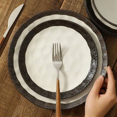 Lucy Beige and Brown Porcelain 32-Piece Dinnerware Set