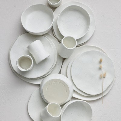 Rustic White Speckled Ceramic 32-Piece Dinnerware Set