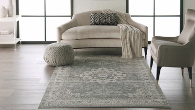 Elegance Reversible Gray Synthetic 2'2" x 10' Area Rug