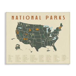 Stupell Industries United States National Parks Adventure Map Green Orange Canvas Wall Art - 1 of 4