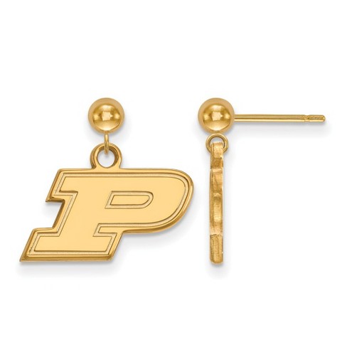 Black Bow Jewelry 14k Yellow Gold Plated Sterling Silver Purdue Boilermakers NCAA Dangle Earring - image 1 of 3