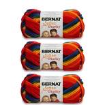 Bernat Softee Chunky School Yard Yarn - 3 Pack of 80g/2.8oz - Acrylic - 6 Super Bulky - 77 Yards - Knitting/Crochet