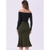 INSPIRE CHIC Women's High Waist Fishtail Ruffle Denim Jean Skirt - 4 of 4