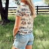 Amaryllis Women’s Wild Horse Desert Print Tee Running Mustang Graphic Crewneck Soft Cotton T-Shirt - 4 of 4