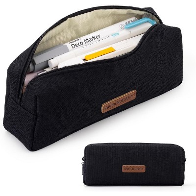 Paaaawaters Small Pencil Case Student Pencil Pouch Coin Pouch Cosmetic Bag Office Stationery Organizer For Teen School-black