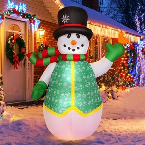 Paaaawaters 6FT Christmas Inflatable Outdoor Decoration, Snowman with Penguin - 1 of 4