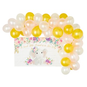 Sparkle and Bash 80 Piece Girl Baby Shower Decoration Kit with 5 x 3 Foot Backdrop and Garland Arch - 1 of 4