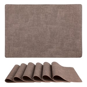 REGALWOVEN Kitchen Dining Table Decor Heat Resistant Wipeable Faux Leather Placemats 6 Pcs - 1 of 4