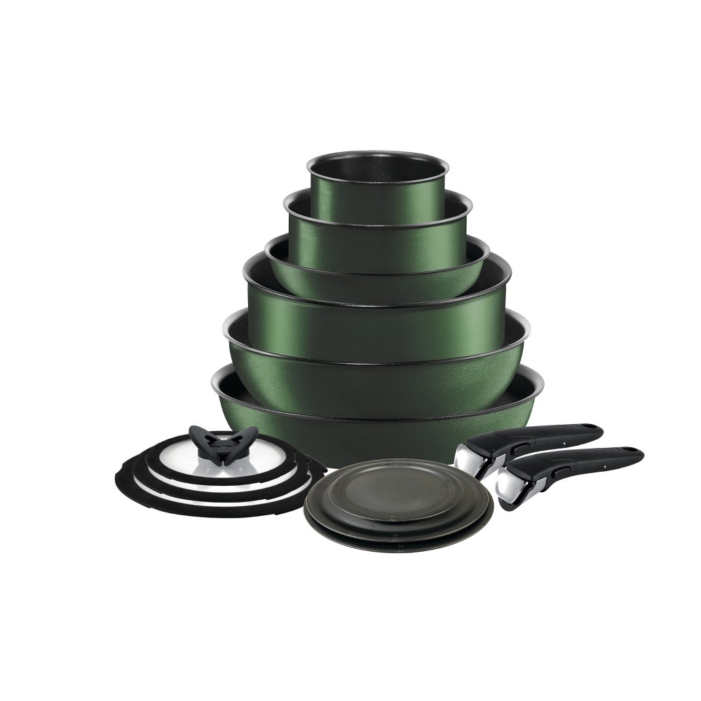 Photos - Pan Tefal T-Fal 14pc Ingenio Nonstick Cookware Set Green Forest Green 