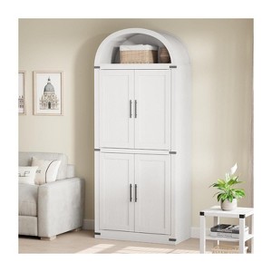 Jojoka Arched Cabinet 71.6" Tall Kitchen Pantry, Farmhouse Storage Cabinet, Large Bookshelf with Doors, 5 Tier Kitchen Cabinets for Dining Room - 1 of 4