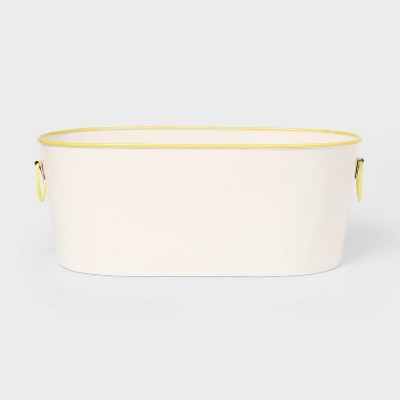 11L Metal Beverage Tub with Powder Coated Finish Cream Yellow Rim - Sun Squad™