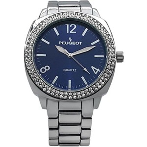 Peugeot Women's 40mm Blue Face Boyfriend Bracelet Watch with Crystal Bezel - 1 of 2