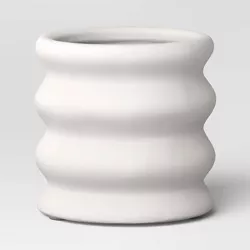 4.92" Earthenware Ribbed Indoor/Outdoor Planter White - Opalhouse™ designed with Jungalow™