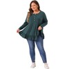 Agnes Orinda Women's Plus Size Casual V Neck Long Sleeve Ruffled Hem Button Half Placket Tops - 3 of 4