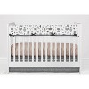 Bacati - Owls Gray/Beige Neutral Cotton Long Crib Rail Guard Cover - 4 of 4