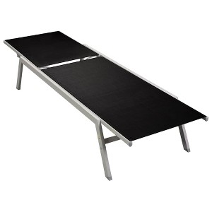 vidaXL Sun Lounger Black and Silver Steel and Textilene Standard - 1 of 4