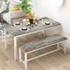 Hooseng 3-Piece Dining Table Set wtih 2 Benches, Farmhouse Style Dining Room Set for 4, Particle Board Table Top and Robust Metal Frame Dinette Set - 3 of 4