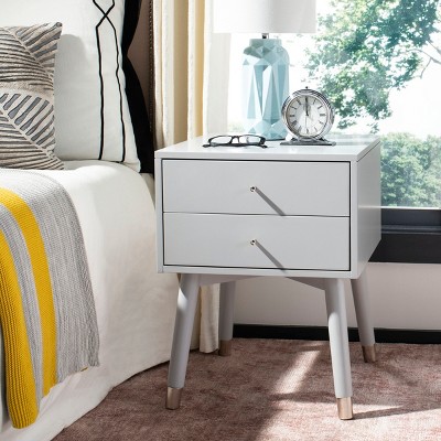 Lyla Grey and Silver 2-Drawer Retro Nightstand