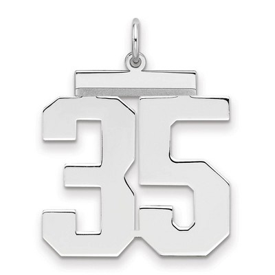 Black Bow Jewelry Sterling Silver, Athletic Collection, Large Polished Number 35 Pendant