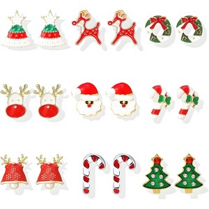 Christmas Dangle Earrings for Women with Tree, Snowflake, and Santa Designs. - 1 of 4