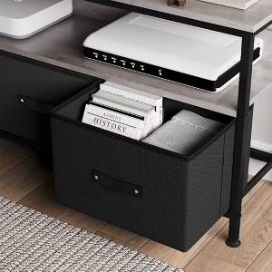 MDF Iron Double - Drawer TV Stand, Gray Panel with Black Cloth Drawers, 150 lbs Load - Bearing, Fits 50 - inch TVs - 1 of 4