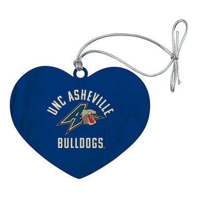 UNC Asheville Bulldogs Logo Heart Love Wood Christmas Tree Holiday Ornament