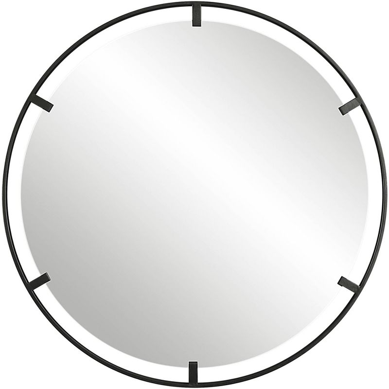 Uttermost Round Vanity Decorative Accent Wall Mirror Modern Satin Black Iron Frame 34" Wide for Bathroom Bedroom Living Room Home, 1 of 2