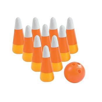 Fun Express Candy Corn and Pumpkin Bowling Set (11 Pieces) Fall and Halloween Toys
