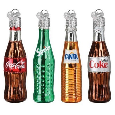 Old World Christmas 3.25 In Coca Cola Mini Beverage Set Sprite Coke Fanta Tree Ornaments