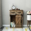 LuxenHome Rustic Wood Sliding Barn Door Storage Cabinet Brown - 4 of 4