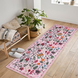 Boho Washable Floral Rugs, Large Living Room Rug, Non-Slip Soft Indoor Rugs for Bedroom, Area Rug Carpet for Dining Room Guest Room - 1 of 4