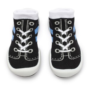 Komuello Toddler First Walk Sock Shoes - Runner Black - 1 of 4
