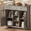 Rolling Kitchen Island with Drop Leaf, Kitchen Island Cart with Storage, Microwave Cart on Wheels, Table Bar Cart - 2 of 4