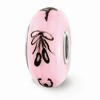 Black Bow Jewelry Fenton Pink Hand Painted Ballerina Glass & Sterling Silver Bead Charm - 2 of 4