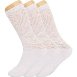 Men's Diabetic Loose Fit Non-Binding Crew Socks, 3 Pairs, Cushioned Sole, Sizes 9-11, 10-13, 13-15 - 1 of 1