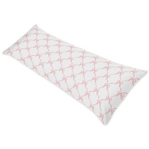 Sweet Jojo Designs Girl Body Pillow Cover Case (Pillow Not Included) 54in.x20in. Ballerina and Ballet Bows Pink and White - 1 of 4