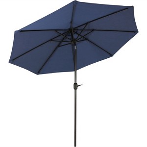 Sunnydaze Outdoor Aluminum Patio Umbrella with Fade-Resistant Canopy and Auto Tilt and Crank - 9' - Navy Blue - 1 of 4
