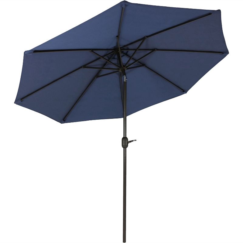 Sunnydaze Outdoor Aluminum Patio Umbrella with Fade-Resistant Canopy and Auto Tilt and Crank - 9' - Navy Blue, 1 of 9
