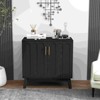 Lirago Mid Century Modern Fluted Sideboard Cabinet with Adjustable Shelves Solid Wood Legs Black Buffet Storage Cabinet  (15.8"D x 31.5"W x 31.5"H) - 3 of 4