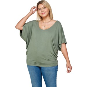 Slickblue Women's Knit Top, Flowy Fit, Short Sleeve Tee, Effortless Casual Style, Olive, 1XL - 1 of 4