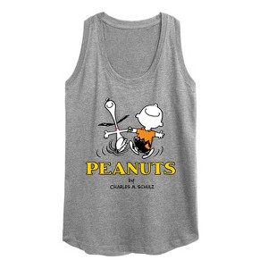 Women's - Peanuts - Charlie Snoopy Dancing Graphic Racerback Tank - 1 of 4