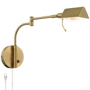 Possini Euro Design Keegan Modern Swing Arm Wall Lamp with Dual USB Ports Warm Gold Plug-In Light Fixture Adjustable for Bedroom - 1 of 4