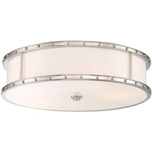 Minka Lavery Industrial Ceiling Light Flush Mount Fixture 20 1/4" Brushed Nickel Steel LED Etched White Glass for Bedroom Kitchen - 1 of 3
