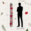 6ft Pre-Lit Christmas Garland with  Berries,  Warm  Lights, Battery Operated with Timer, Waterproof for Indoor & Outdoor Decor,Red and White - 3 of 4
