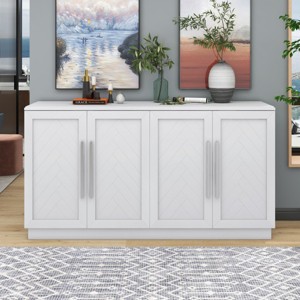 Sideboard With 4 Doors, Large Buffet Cabinet With Adjustable Shelves, 60 Inch Long Sideboard Buffet Cabinet-Cuddlewood - 1 of 4