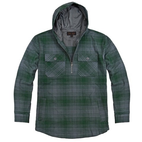 Victory Outfitters Men's Hooded Plaid Flannel Pullover Green XL