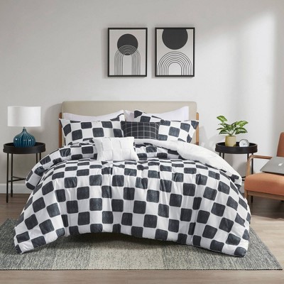 Intelligent Design Twin/Twin XL Harlow Checkered All Season Comforter Set Black/White: Hypoallergenic Teen Bedding, OEKO-TEX Certified — фото 2