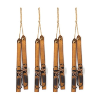Vintage Wood Hanging Ski Decor (Set of 4)